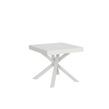 Clerk table with white legs D.90 - Extendable table 90x90/194 cm Clerk with white ash top - white legs