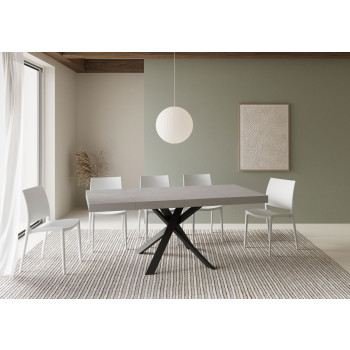 Clerk Premium table with anthracite legs D.90 - Extendable table 90x90/194 cm Clerk Premium White Ash top - anthracite legs