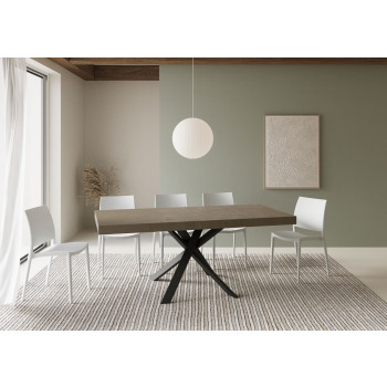 Clerk Premium table with anthracite legs D.90 - Extendable table 90x90/194 cm Clerk Premium White Ash top - anthracite legs