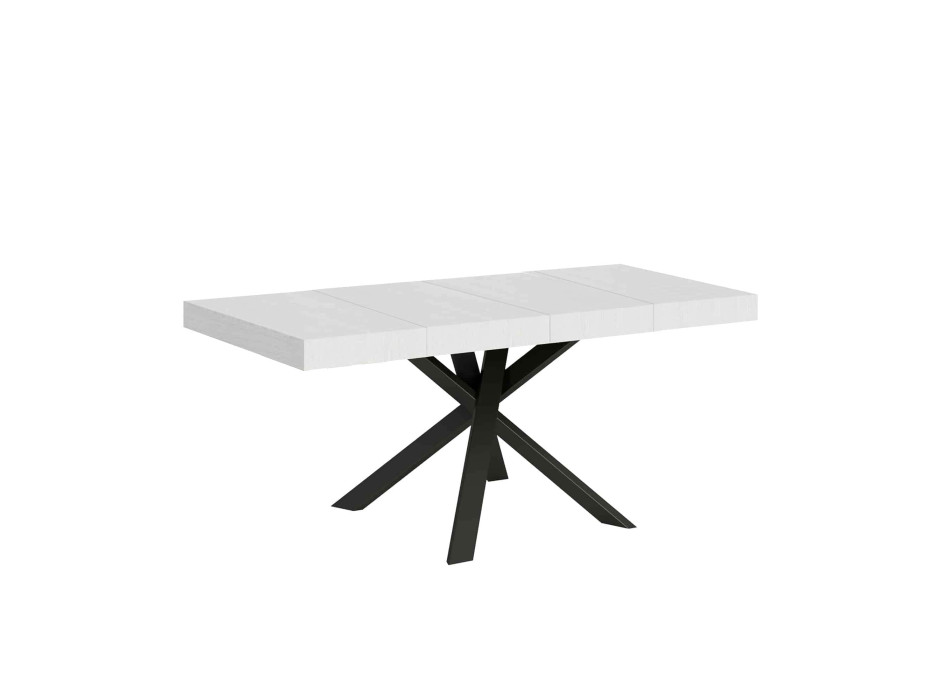 Clerk Premium table with anthracite legs D.90 - Extendable table 90x90/194 cm Clerk Premium White Ash top - anthracite legs