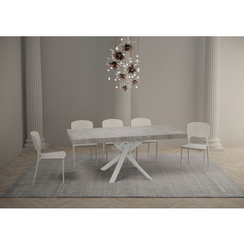 Clerk Premium table with white legs D.90 - Extendable table 90x90/194 cm Clerk Premium with White Ash top - White legs