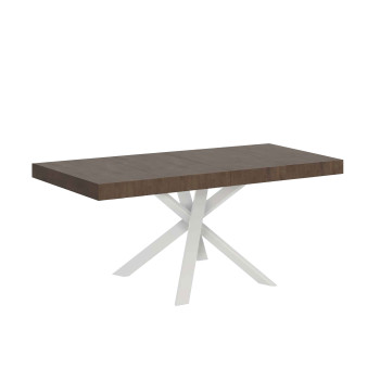 Clerk Premium table with white legs D.90 - Extendable table 90x90/194 cm Clerk Premium with White Ash top - White legs