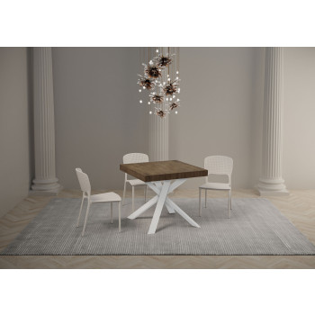 Clerk Premium table with white legs D.90 - Extendable table 90x90/194 cm Clerk Premium with White Ash top - White legs