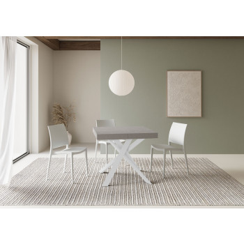 Clerk Premium table with white legs D.90 - Extendable table 90x90/194 cm Clerk Premium with White Ash top - White legs