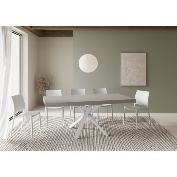 Clerk Premium table with white legs D.90 - Extendable table 90x90/194 cm Clerk Premium with White Ash top - White legs