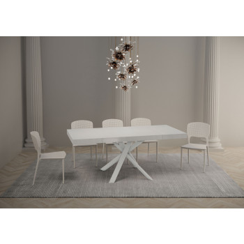 Clerk Premium table with white legs D.90 - Extendable table 90x90/194 cm Clerk Premium with White Ash top - White legs
