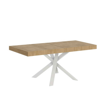 Clerk Premium table with white legs D.90 - Extendable table 90x90/194 cm Clerk Premium with White Ash top - White legs