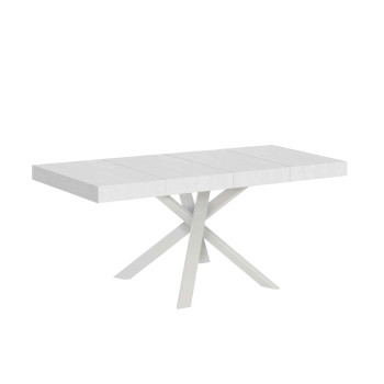 Clerk Premium table with white legs D.90 - Extendable table 90x90/194 cm Clerk Premium with White Ash top - White legs