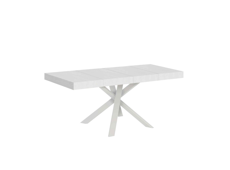 Clerk Premium table with white legs D.90 - Extendable table 90x90/194 cm Clerk Premium with White Ash top - White legs