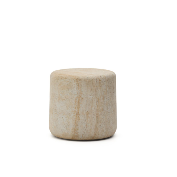 Drasi concrete side table with travertine-effect finish, Ø 46 cm