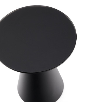 Wilshire side table in frosted tempered glass and matt black painted steel Ø30cm