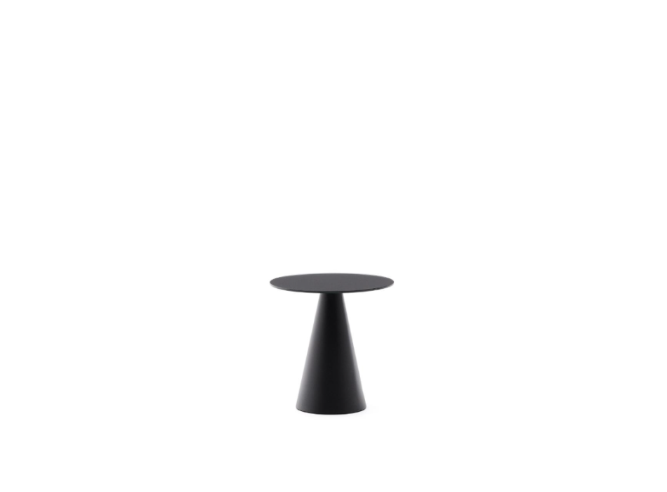 Wilshire side table in frosted tempered glass and matt black painted steel Ø30cm