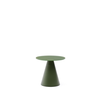 Wilshire side table in frosted tempered glass and painted steel Ø35cm