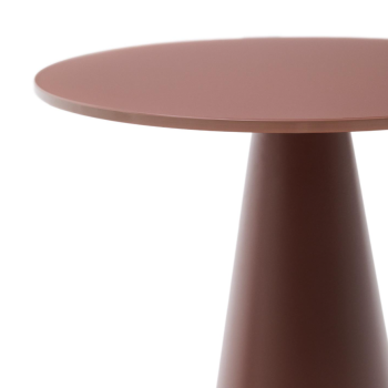 Wilshire side table in frosted tempered glass and satin terracotta painted steel Ø30cm