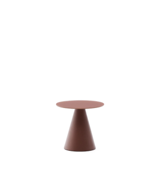 Wilshire side table in frosted tempered glass and satin terracotta painted steel Ø30cm