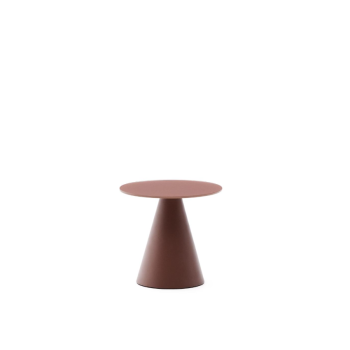 Wilshire side table in frosted tempered glass and satin terracotta painted steel Ø30cm