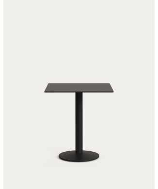 Esilda outdoor table, black, with metal leg, 70 x 70 x 70 cm