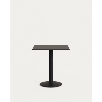 Esilda outdoor table, black, with metal leg, 70 x 70 x 70 cm