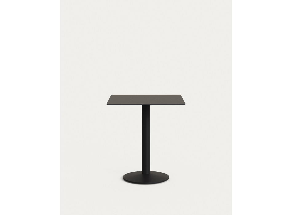 Esilda outdoor table, black, with metal leg, 70 x 70 x 70 cm
