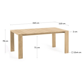 Victoire outdoor table in solid tea wood