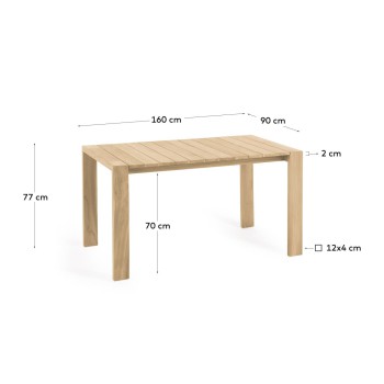 Victoire outdoor table in solid tea wood