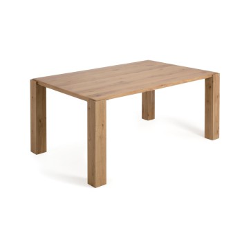 Deyanira table with oak veneer and solid oak legs, 160 x 90 cm