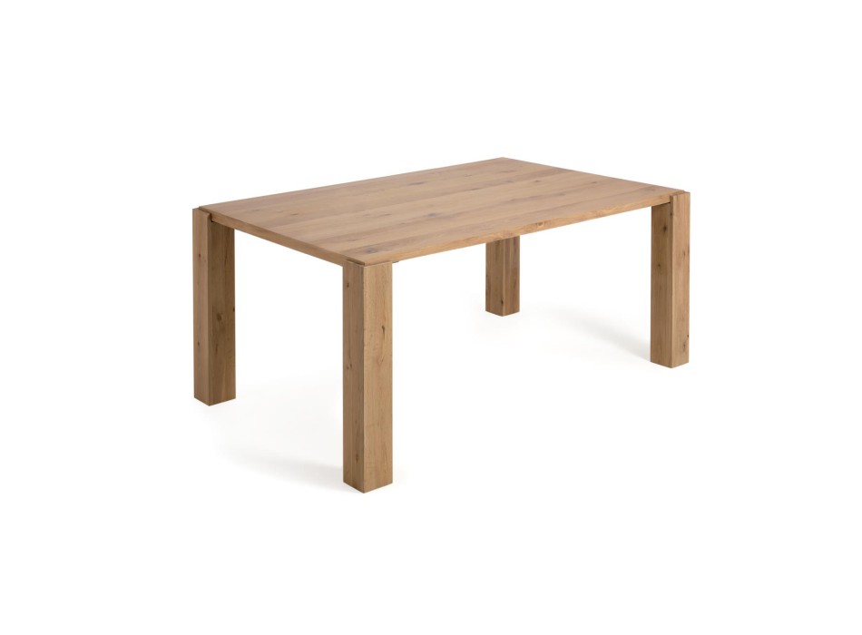 Deyanira table with oak veneer and solid oak legs, 160 x 90 cm