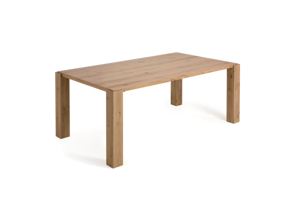 Deyanira table with oak veneer and solid oak legs, 200 x 100 cm