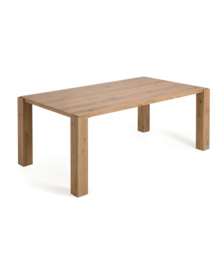 Deyanira table with oak veneer and solid oak legs, 200 x 100 cm