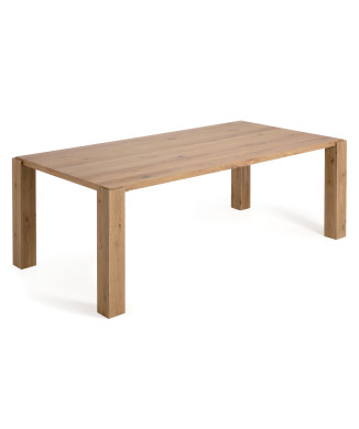 Deyanira table with oak veneer and solid oak legs, 220 x 110 cm