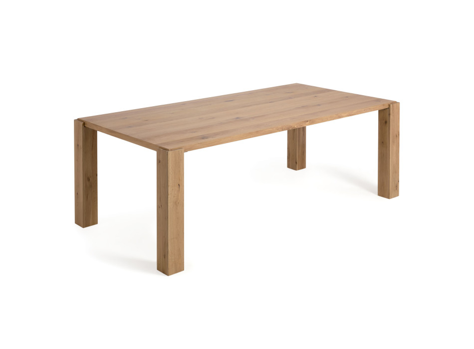 Deyanira table with oak veneer and solid oak legs, 220 x 110 cm
