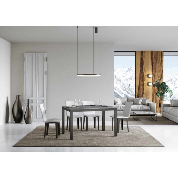 Everyday Evolution table with anthracite legs and frame D.90 - Extendable table 90x120/224 cm Everyday Evolution White Ash with anthracite legs and frame