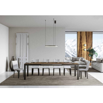 Everyday Evolution table with anthracite legs and frame D.90 - Extendable table 90x120/380 cm Everyday Evolution White Ash with anthracite legs and frame