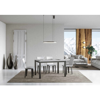 Everyday Evolution table with anthracite legs and frame D.90 - Extendable table 90x120/380 cm Everyday Evolution White Ash with anthracite legs and frame