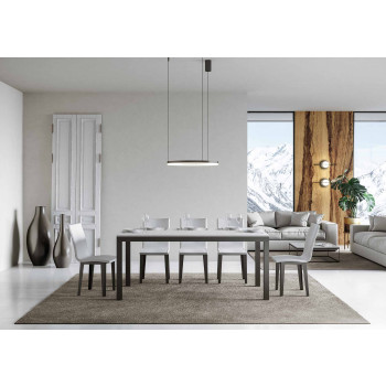 Everyday Evolution table with anthracite legs and frame D.90 - Extendable table 90x180/284 cm Everyday Evolution White Ash with anthracite legs and frame
