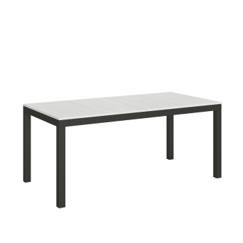 Everyday Evolution table with anthracite legs and frame D.90 - Extendable table 90x180/284 cm Everyday Evolution White Ash with anthracite legs and frame