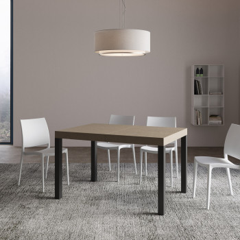Everyday table with anthracite legs D.90 - Extendable table 90x120/380 cm Everyday White Ash with anthracite legs