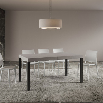 Everyday table with anthracite legs D.90 - Extendable table 90x160/264 cm Everyday White Ash with anthracite legs