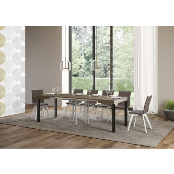 Everyday table with anthracite legs D.90 - Extendable table 90x90/246 cm Everyday White Ash with anthracite legs