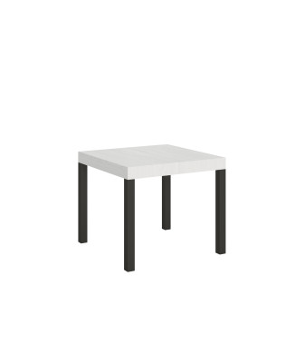 Everyday table with anthracite legs D.90 - Extendable table 90x90/246 cm Everyday White Ash with anthracite legs