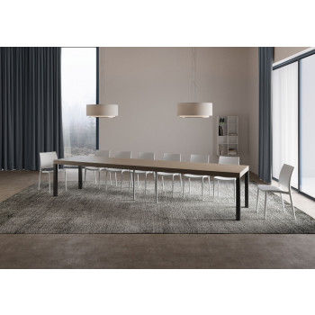 Everyday Premium table with anthracite legs D.90 - Extendable table 90x120/380 cm Everyday Premium White Ash with anthracite legs