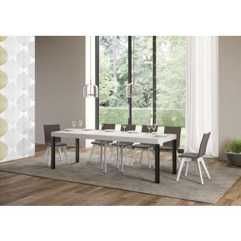 Everyday Premium table with anthracite legs D.90 - Extendable table 90x90/246 cm Everyday Premium White Ash with anthracite legs