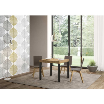 Everyday Premium table with anthracite legs D.90 - Extendable table 90x90/246 cm Everyday Premium White Ash with anthracite legs