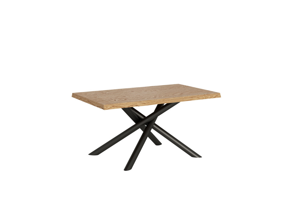 Famas table = Vindral Barked solid wood - Extendable table 90x140/190 cm Vindral Barked oak anthracite legs