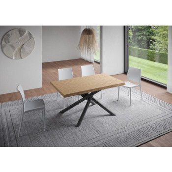 Famas table = Vindral debarked solid wood - Fixed table 90x140 cm Vindral debarked oak anthracite legs