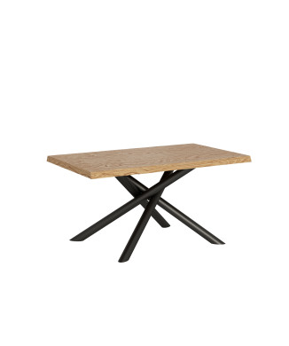 Famas table = Vindral debarked solid wood - Fixed table 90x140 cm Vindral debarked oak anthracite legs