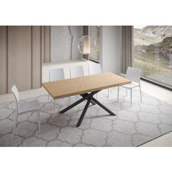 Famas table = Vindral debarked solid wood - Fixed table 90x180 cm Vindral debarked oak anthracite legs