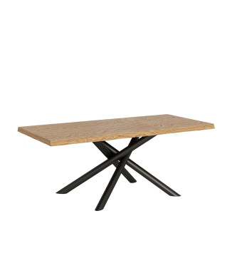Famas table = Vindral debarked solid wood - Fixed table 90x180 cm Vindral debarked oak anthracite legs