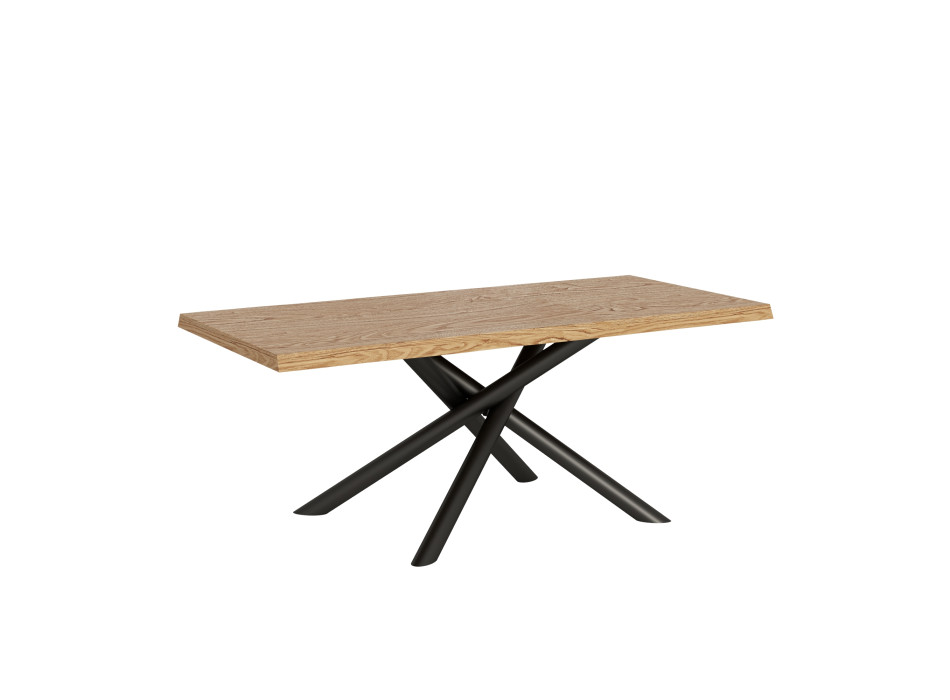 Famas table = Vindral debarked solid wood - Fixed table 90x180 cm Vindral debarked oak anthracite legs