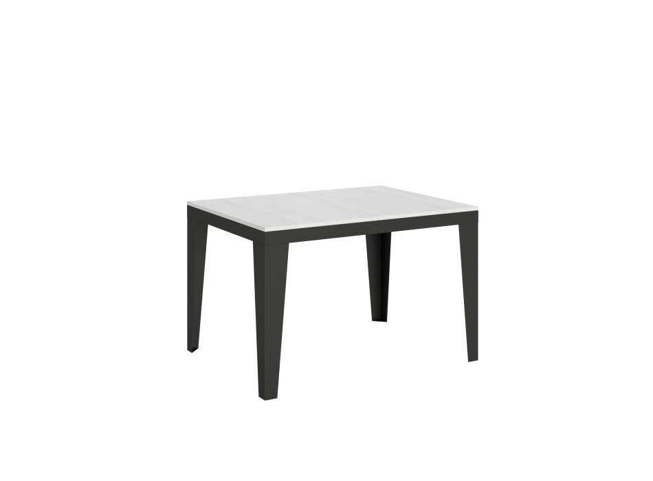 Flame Evolution table with anthracite legs and frame D.90 - Extendable table 120/380x90 cm Flame Evolution white ash with anthracite frame and legs